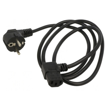 Cablu Alimentare 3x1mm2 ștecher unghiular la IEC C13 90° | Electronic-mag.ro | Componente Electronice