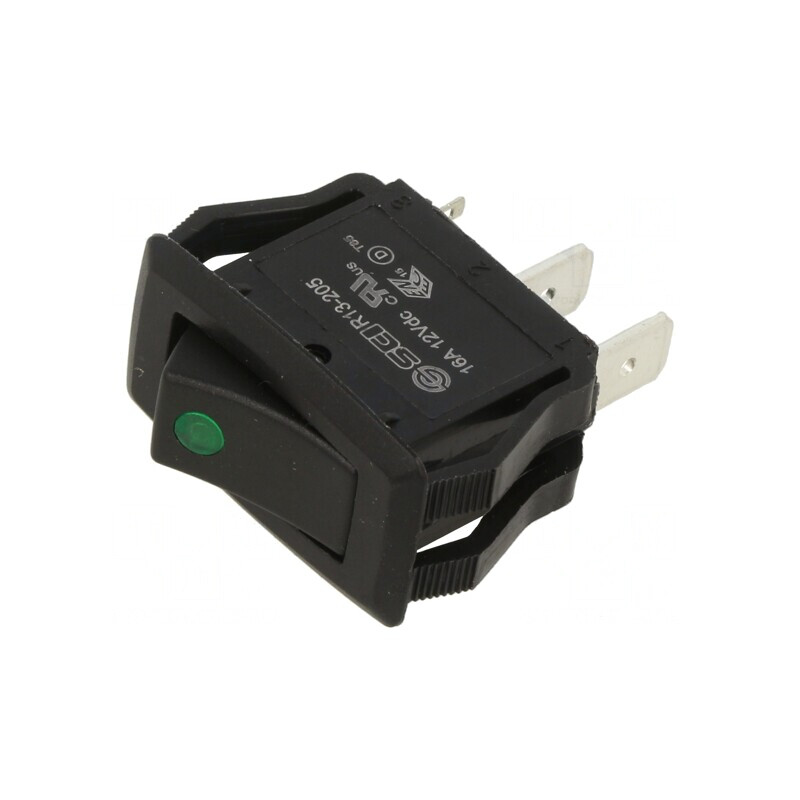 Comutator Rocker SPST ON-OFF 16A 12V cu LED Negru | Electronic-mag.ro | Componente Electronice