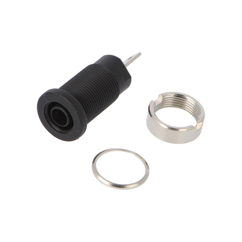 Soclu Banană 4mm Negru 24A 1000VDC | Electronic-mag.ro | Componente Electronice