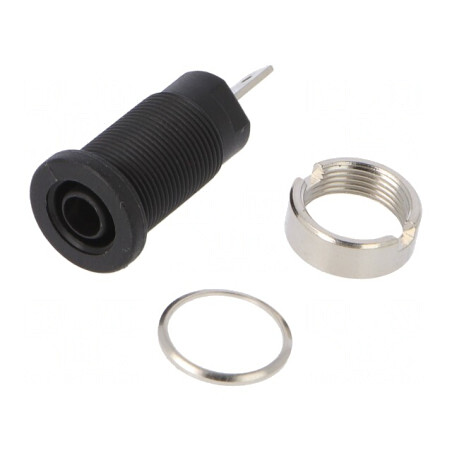 Soclu Banană 4mm Negru 24A 1000VDC | Electronic-mag.ro | Componente Electronice