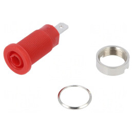 Soclu Banană 4mm 24A 1000VDC Roșu Nichelat | Electronic-mag.ro | Componente Electronice