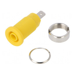 Soclu Banană 4mm 24A 1000VDC Galben Nichelat | Electronic-mag.ro | Componente Electronice