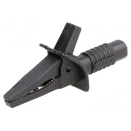 Bornă crocodil 10A neagră 25mm cu soclu 4mm | Electronic-mag.ro | Componente Electronice