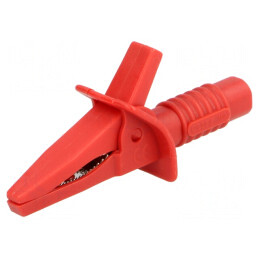 Bornă crocodil roșie 10A 25mm soclu 4mm | Electronic-mag.ro | Componente Electronice