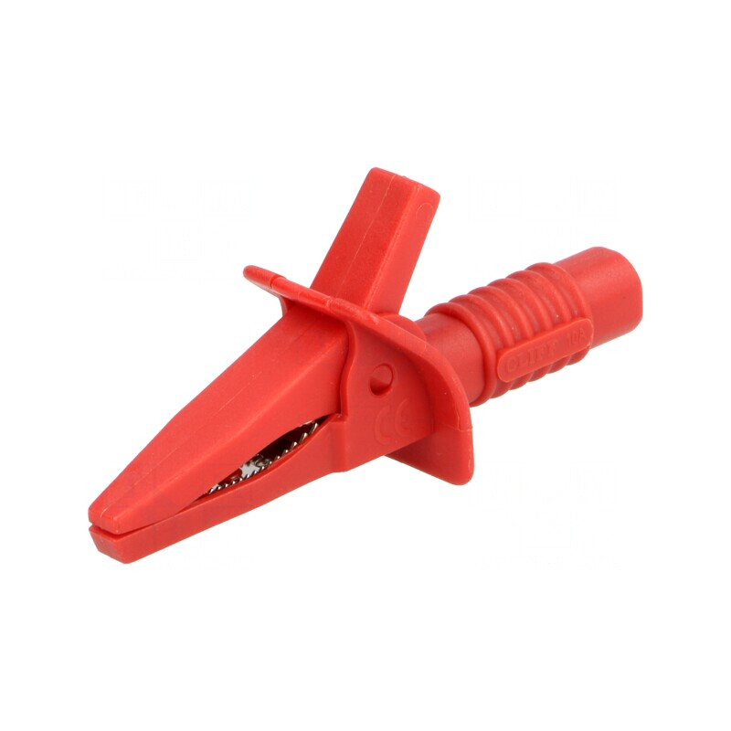 Bornă crocodil roșie 10A 25mm soclu 4mm | Electronic-mag.ro | Componente Electronice