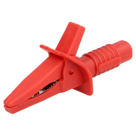 Bornă crocodil roșie 10A 25mm soclu 4mm | Electronic-mag.ro | Componente Electronice