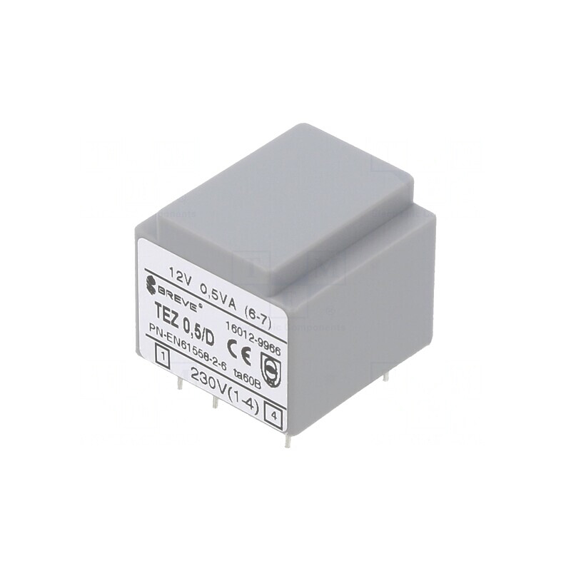 Transformator încapsulat 0.5VA 230V AC 12V 41.6mA PCB | Electronic-mag.ro | Componente Electronice