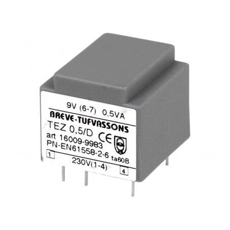 Transformator Încapsulat 0,5VA 230VAC 9V 55,5mA PCB | Electronic-mag.ro | Componente Electronice