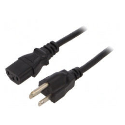 Cablu Alimentare 2m Negru 3x0.75mm2 IEC C13 JIS 8303 7A | Electronic-mag.ro | Componente Electronice
