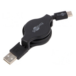 Cablu USB 2.0 A la USB C 1m Negru | Electronic-mag.ro | Componente Electronice