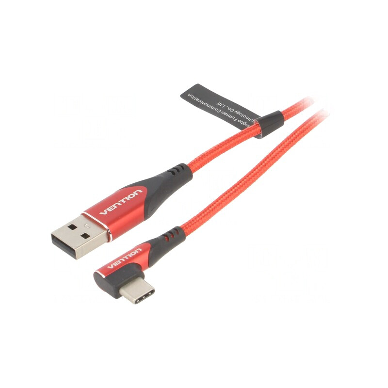 Cablu USB 2.0 USB-A la USB-C unghi 1,5m roșu 3A | Electronic-mag.ro | Componente Electronice
