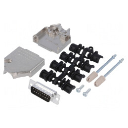Mufă D-Sub 15 Pin Tată pentru Lipire pe Cablu - Set Complet | Electronic-mag.ro | Componente Electronice