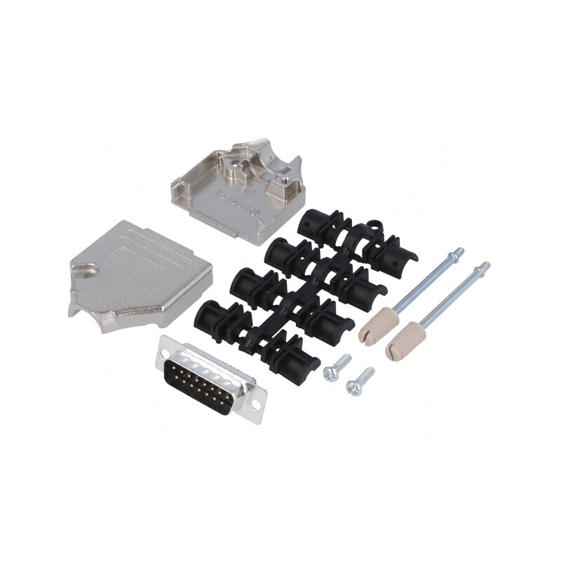 Mufă D-Sub 15 Pin Tată pentru Lipire pe Cablu - Set Complet | Electronic-mag.ro | Componente Electronice