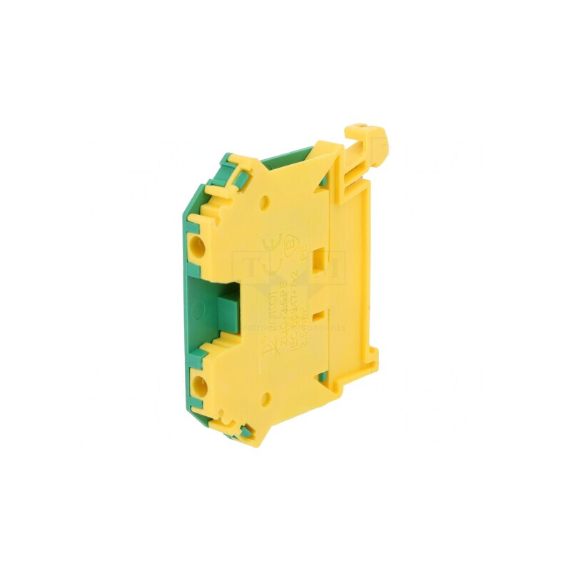 Conector Șine 0.5-4mm² 1 Pista 2 Borne Galben-Verde | Electronic-mag.ro | Componente Electronice