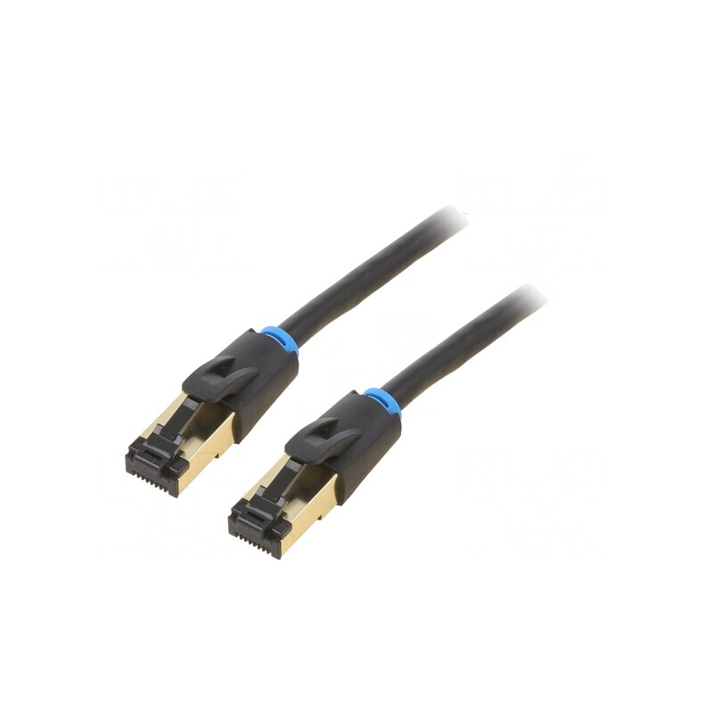 Patch Cord S/FTP Cat 8 Negru 3m OFC PVC Conectori Auriti | Electronic-mag.ro | Componente Electronice