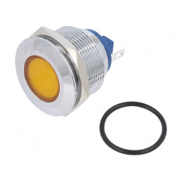 Lumină de Control LED Galbenă 24V Ø22mm Alamă