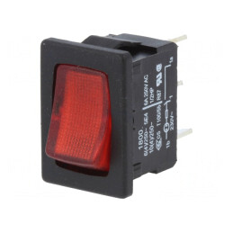 Comutator Rocker ON-OFF 10A 250V Roșu LED IP40