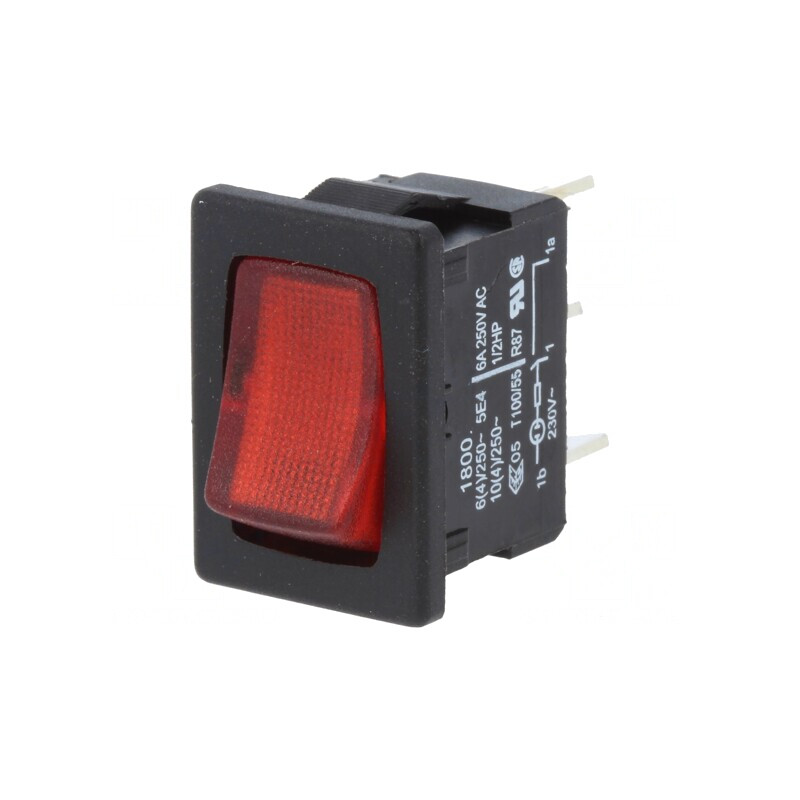 Comutator Rocker ON-OFF 10A 250V Roșu LED IP40 | Electronic-mag.ro | Componente Electronice