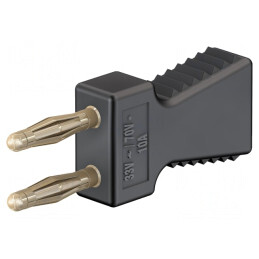 Conector Punte Stacabil Banană 2mm Negru Aurit 70V 10A