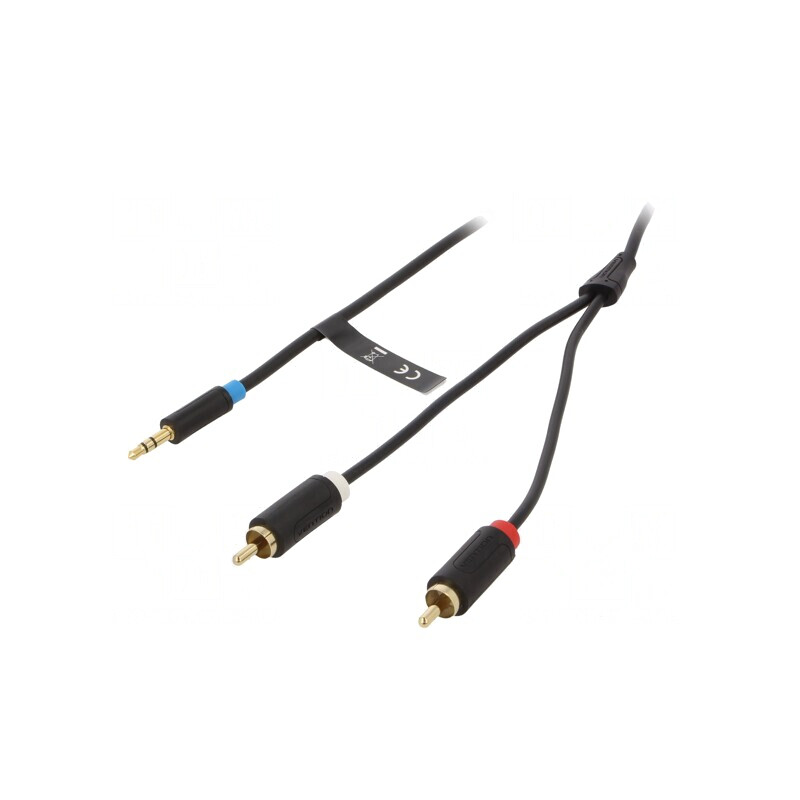 Cablu Jack 3,5mm la RCA x2, 5m, Aurit, Negru | Electronic-mag.ro | Componente Electronice
