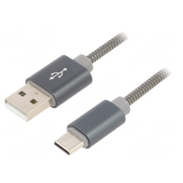 Cablu USB 2.0 A la Micro B 2m Gri | Electronic-mag.ro | Componente Electronice