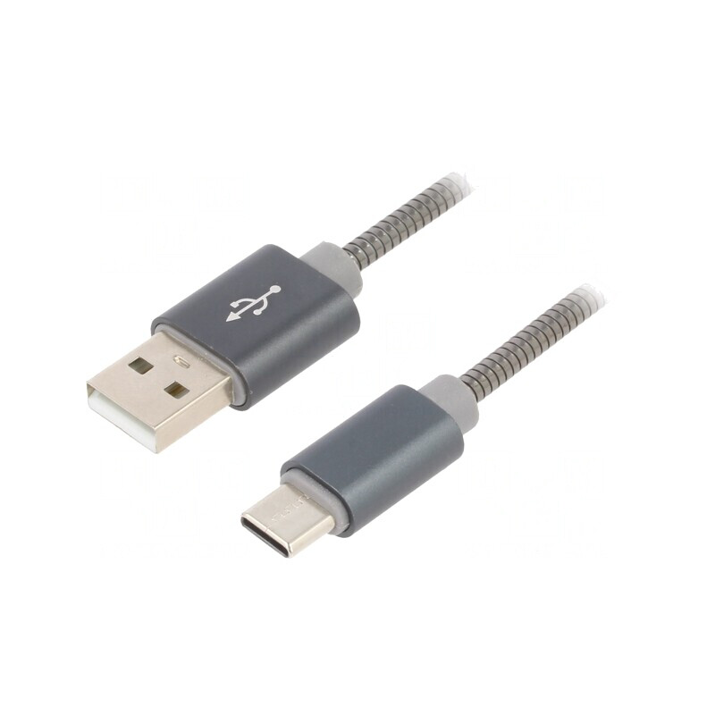 Cablu USB 2.0 A la Micro B 2m Gri | Electronic-mag.ro | Componente Electronice
