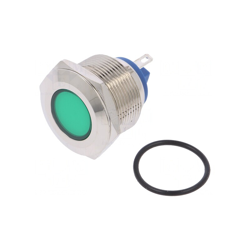 Lampă LED Verde 12V Ø22mm Alamă | Electronic-mag.ro | Componente Electronice