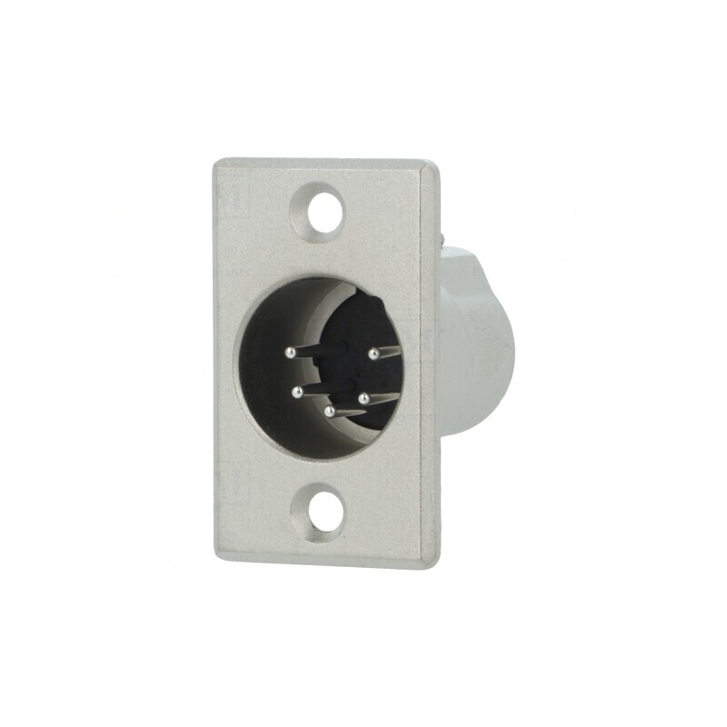 Soclu XLR 5 PIN tată drept argintat | Electronic-mag.ro | Componente Electronice