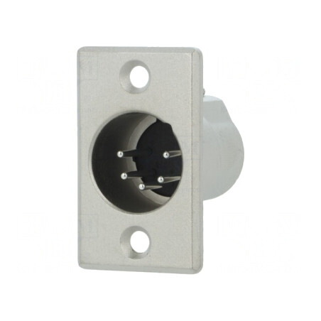 Soclu XLR 5 PIN tată drept argintat | Electronic-mag.ro | Componente Electronice