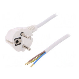 Cablu Electric Alb 3x1mm2 PVC 2m 16A 250V | Electronic-mag.ro | Componente Electronice