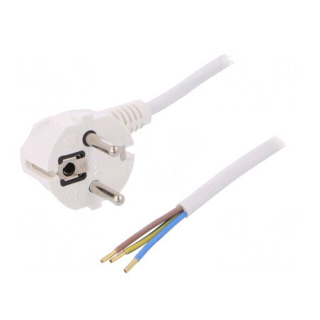 Cablu Electric Alb 3x1mm2 PVC 2m 16A 250V | Electronic-mag.ro | Componente Electronice