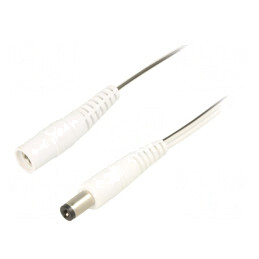 Cablu Alimentare DC Alb 2m 5,5/2,1mm 2x0,5mm² | Electronic-mag.ro | Componente Electronice