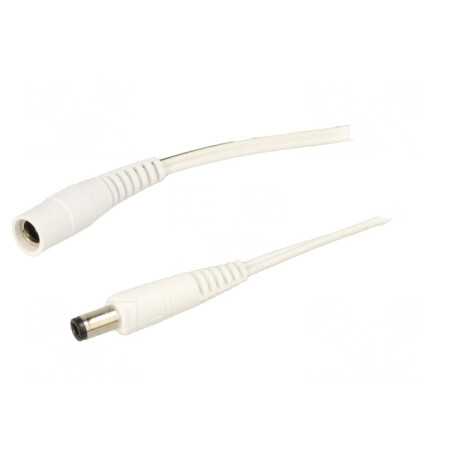 Cablu Alimentare DC Alb 2m 2x0,5mm2 Mufă-Soclu Drept | Electronic-mag.ro | Componente Electronice