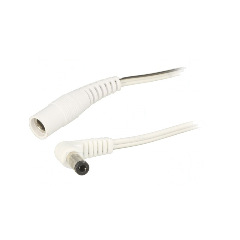 Cablu DC Alb 2x0,5mm2 cu Mufă și Soclu în Unghi | Electronic-mag.ro | Componente Electronice Cablu DC Alb 2x0,5mm2 cu Mufă și Soclu în Unghi | Electronic-mag.ro | Componente Electronice