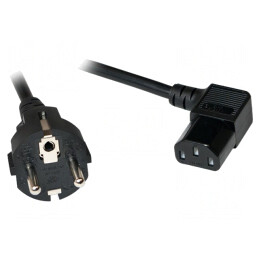 Cablu de Alimentare CEE 7/7 la IEC C13 2m Negru 10A 250V | Electronic-mag.ro | Componente Electronice