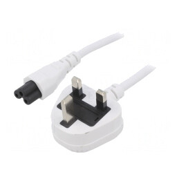 Cablu Alimentare 1,8m Alb 3x0,75mm2 BS 1363 la IEC C5 | Electronic-mag.ro | Componente Electronice