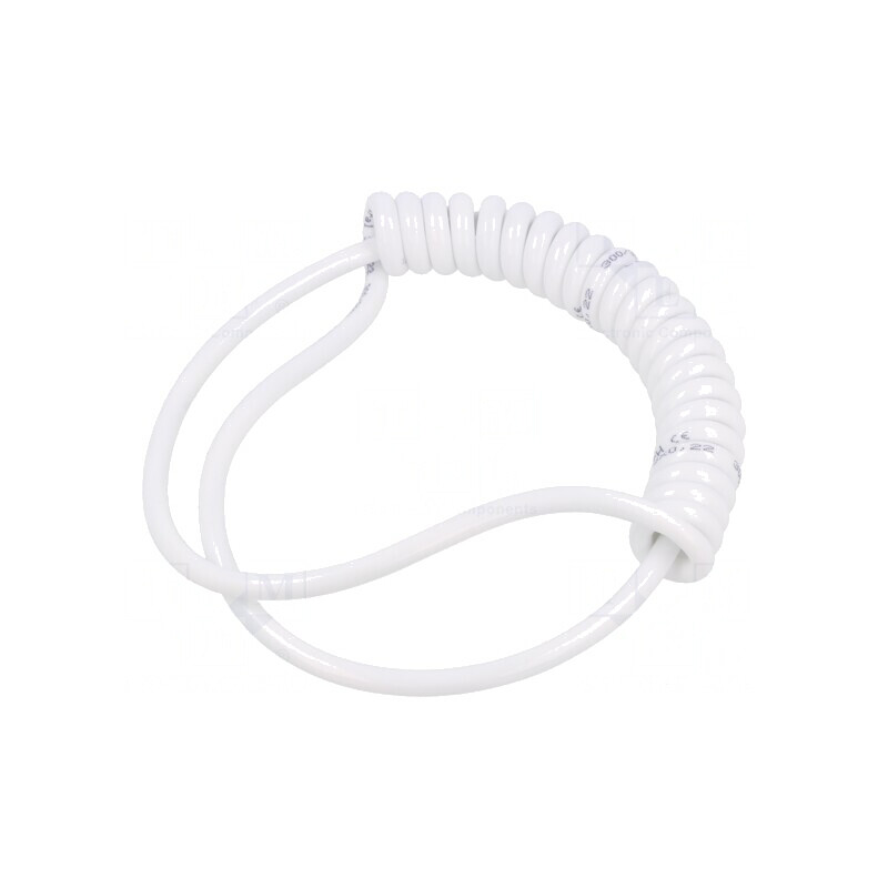 Cablu Spiralat Neecranat PUR Alb 3x0,22mm 0,1m-0,4m 300V | Electronic-mag.ro | Componente Electronice