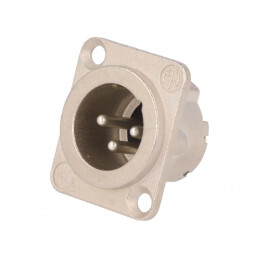 Soclu XLR Tată 3-Pin Argint 16A 19x24mm | Electronic-mag.ro | Componente Electronice