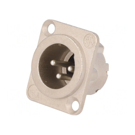 Soclu XLR Tată 3-Pin Argint 16A 19x24mm | Electronic-mag.ro | Componente Electronice