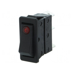 Întrerupător Rocker Negru ON-OFF cu Lumină Neon 16A 250V | Electronic-mag.ro | Componente Electronice