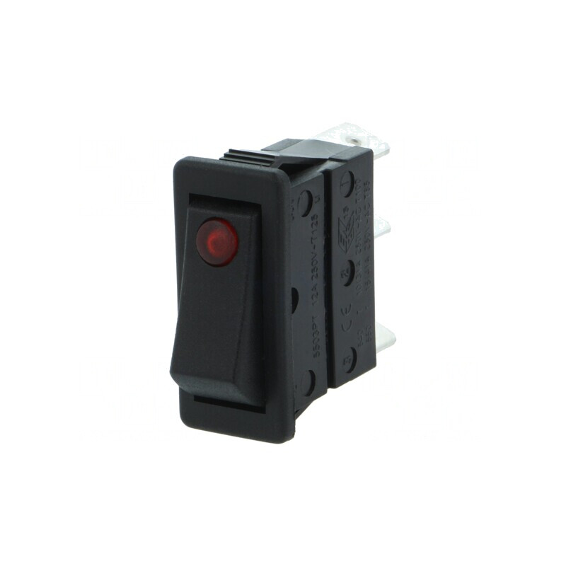 Întrerupător Rocker Negru ON-OFF cu Lumină Neon 16A 250V | Electronic-mag.ro | Componente Electronice