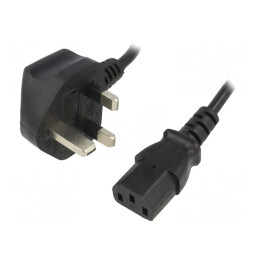 Cablu Alimentare 3x0.75mm2 IEC C13 1.5m Negru | Electronic-mag.ro | Componente Electronice