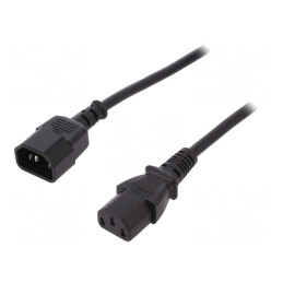 Cablu Alimentare IEC C13 la C14 1,8m Negru 10A 250V | Electronic-mag.ro | Componente Electronice