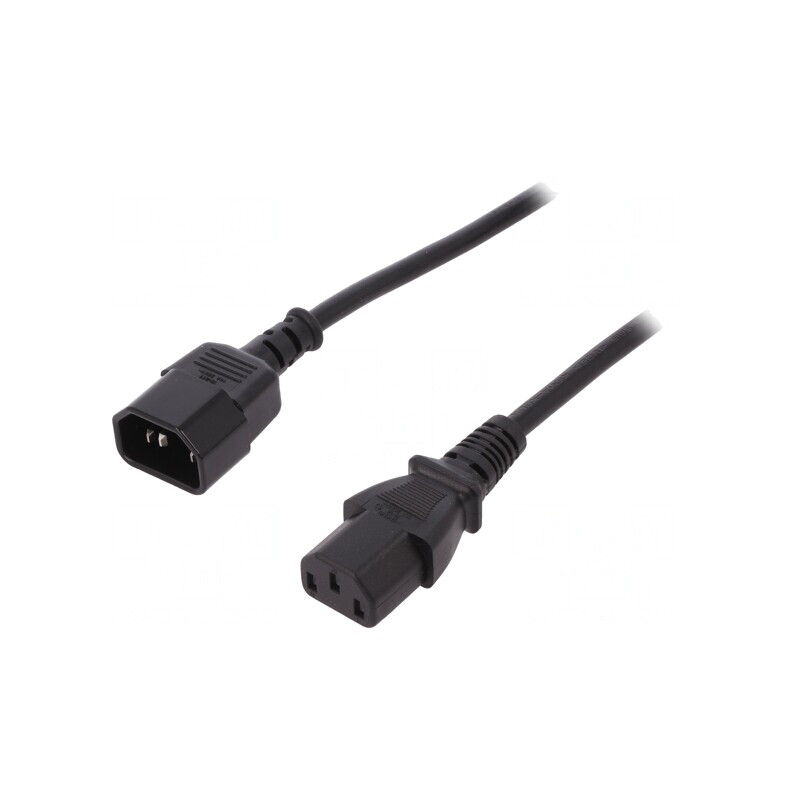 Cablu Alimentare IEC C13 la C14 1,8m Negru 10A 250V | Electronic-mag.ro | Componente Electronice