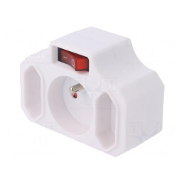 Conector Alimentare AC Spliter 2P 230V Alb | Electronic-mag.ro | Componente Electronice