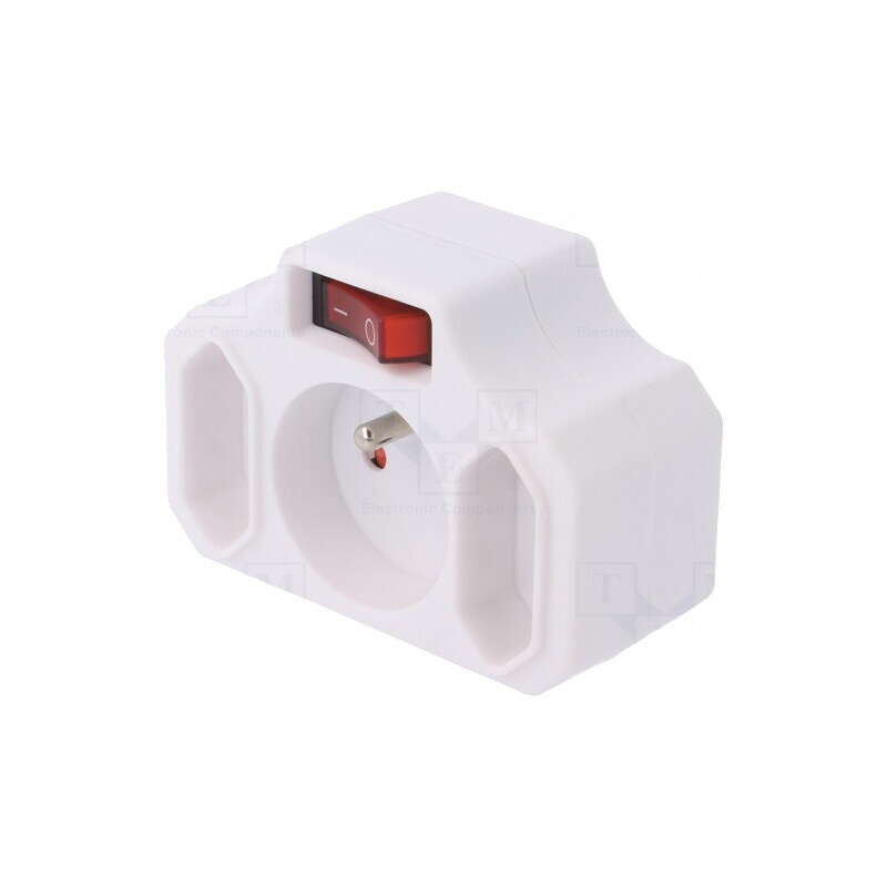 Conector Alimentare AC Spliter 2P 230V Alb | Electronic-mag.ro | Componente Electronice