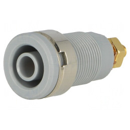 Soclu Banană 4mm 32A Gri Aurit Pe Panou | Electronic-mag.ro | Componente Electronice