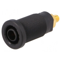 Soclu banană 4mm negru aurit 32A pe panou