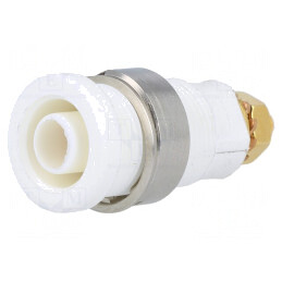 Soclu Banană 4mm Alb Aurit Pe Panou 32A | Electronic-mag.ro | Componente Electronice