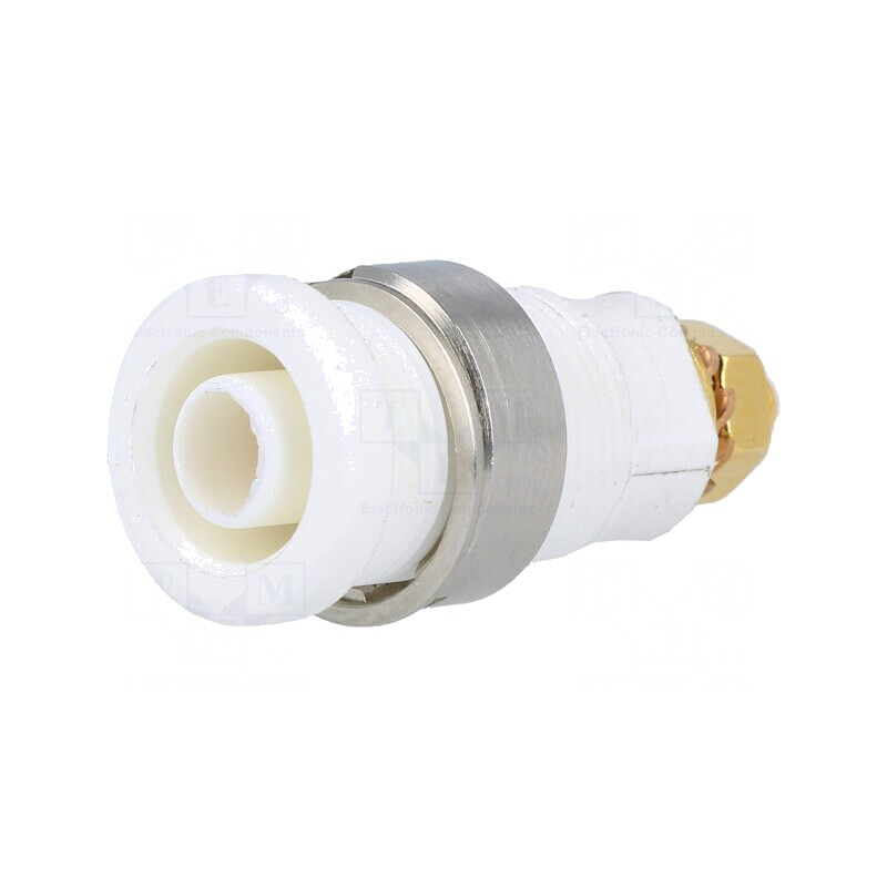 Soclu Banană 4mm Alb Aurit Pe Panou 32A | Electronic-mag.ro | Componente Electronice